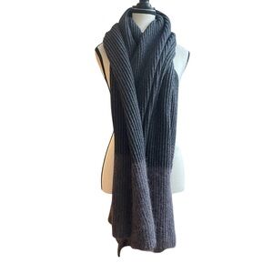All Saints Gray and Plum Soft Ribbed Thick Knit Scarf‎